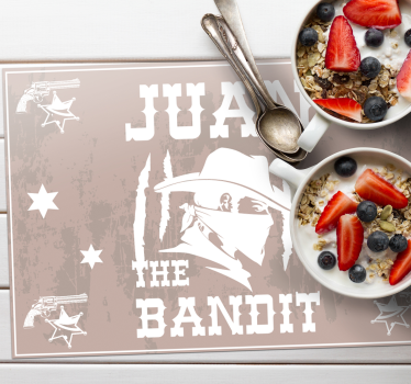 Bandit cu numele de nume placemats de vinil - TenStickers