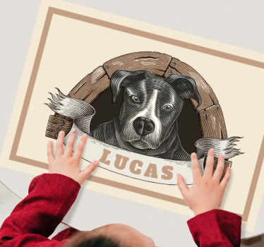 Câine într-o extragere covoare de masă personalizate - TenStickers