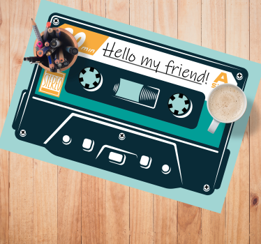Casetă anii 80 cu covor de masă personalizat pentru text - TenStickers