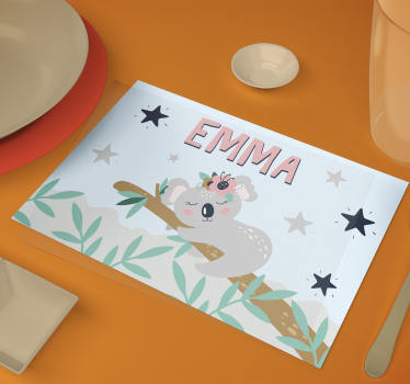 Drăguț koala pentru fată cu nume copii covor de masă - TenStickers