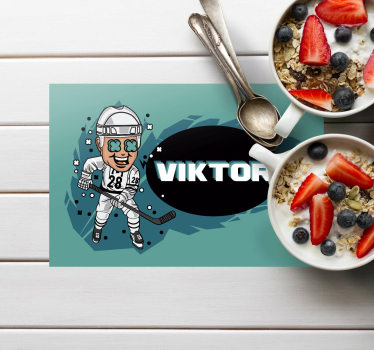 Jucător de hochei amuzant cu covoare de masă personalizate - TenStickers