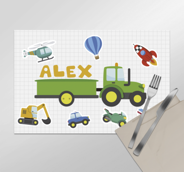 Naproane cu nume diferite mijloace de transport de desene animate - TenStickers