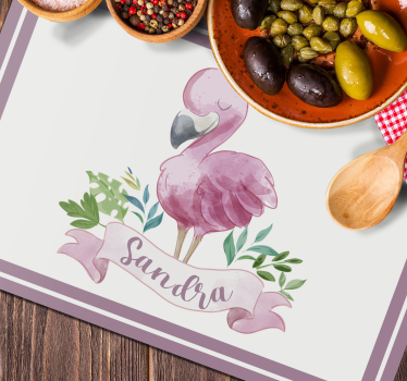 Naproane cu nume flamingo cu panglică - TenStickers