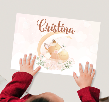 Naproane cu nume ilustrație cu vulpe drăguță - TenStickers