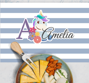 Naproane pentru copii ilustrație cu numele unicornului - TenStickers
