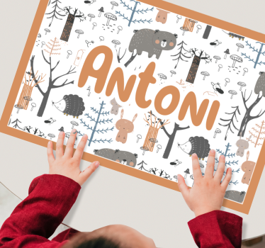 Pădure scandinavă cu animale saltea de masă pentru copii - TenStickers