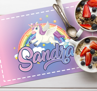 Unicorn frumos personalizabile placemats pentru copii - TenStickers