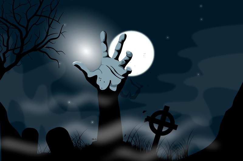 Naproane de halloween peisaj Înfricoșător de cimitir - TenStickers