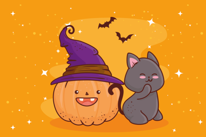 Cap de dovleac vrăjitoare copii huse de joc - TenStickers