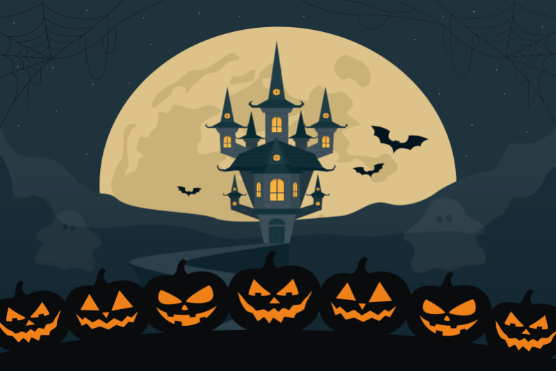 Naproane de halloween scenă de castel bântuit - TenStickers
