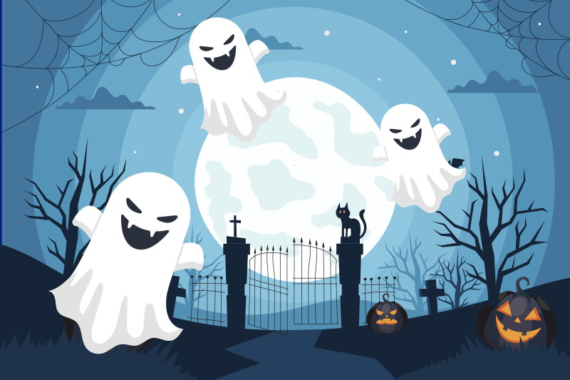 Naproane de halloween scenă de fantome jucăușe - TenStickers