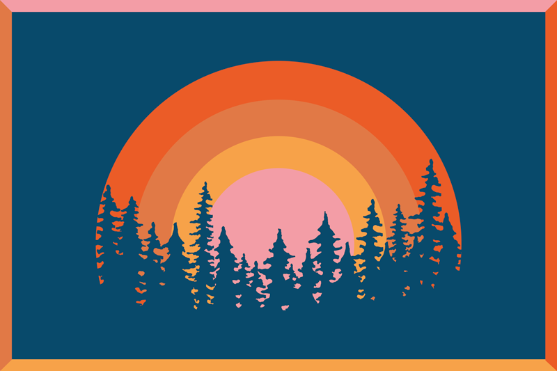 Naproane original peisaj vibrant cu curcubeu - TenStickers