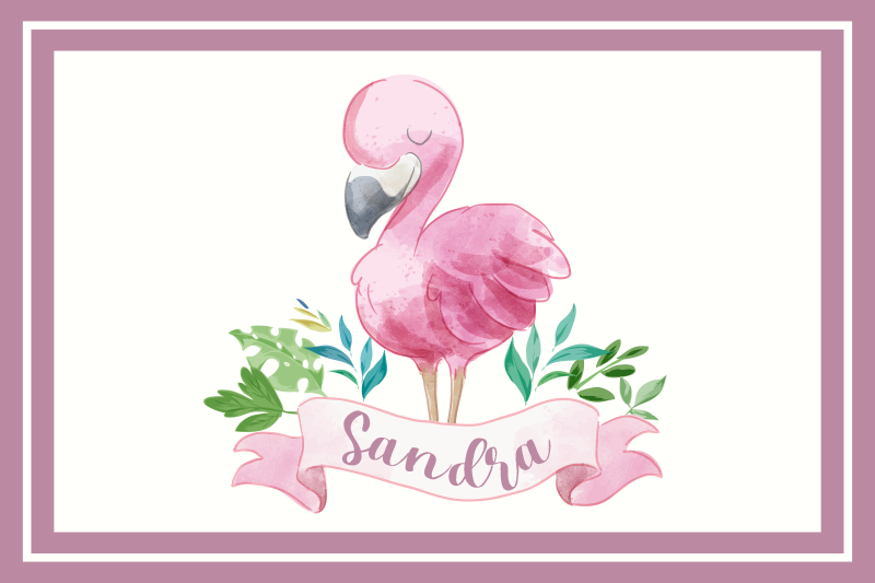 Naproane cu nume flamingo cu panglică - TenStickers