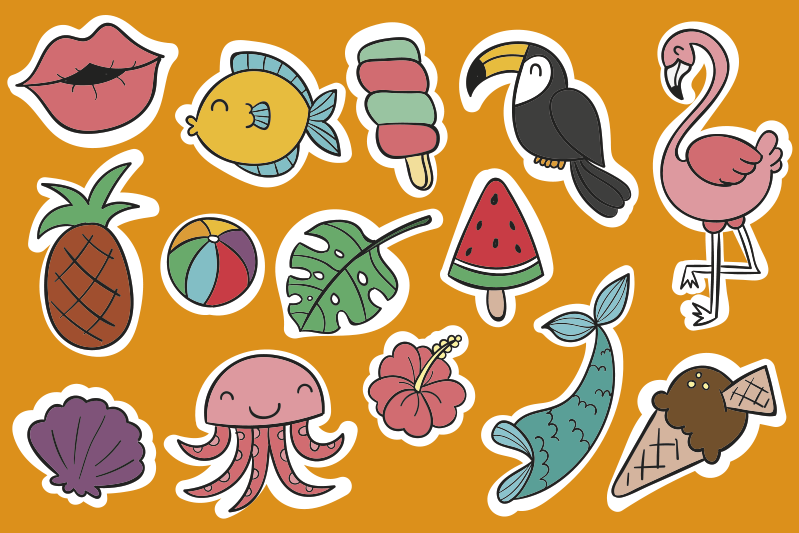 Naproane pentru copii cu elemente tropicale colorate - TenStickers