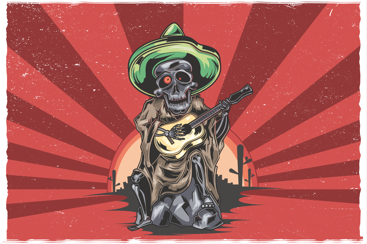 Naproane de halloween muzician mariachi schelet - TenStickers