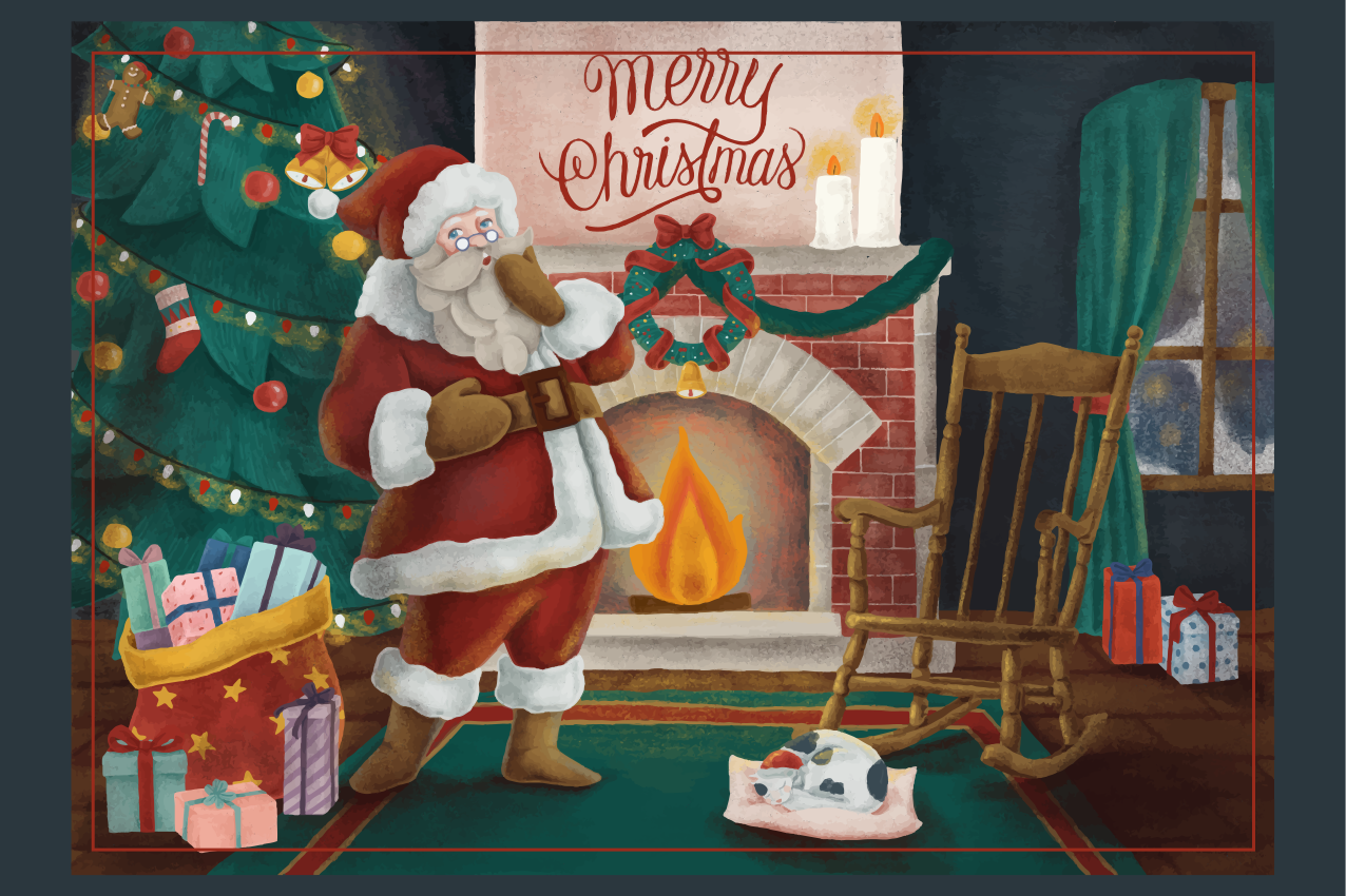 Naproane de crăciun Întâlnirea lui moș crăciun - TenStickers