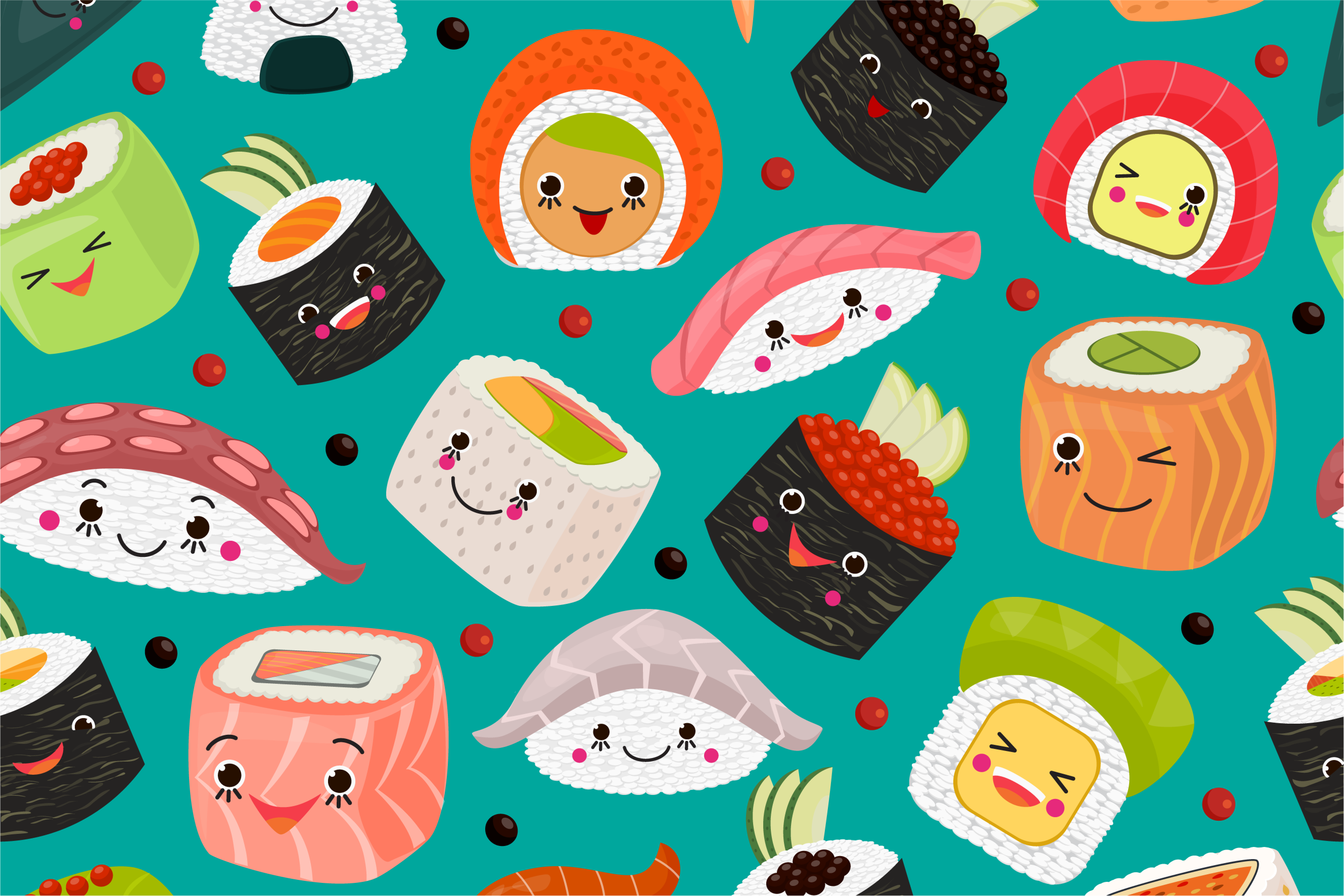 Naproane pentru copii personaje sushi drăguțe - TenStickers