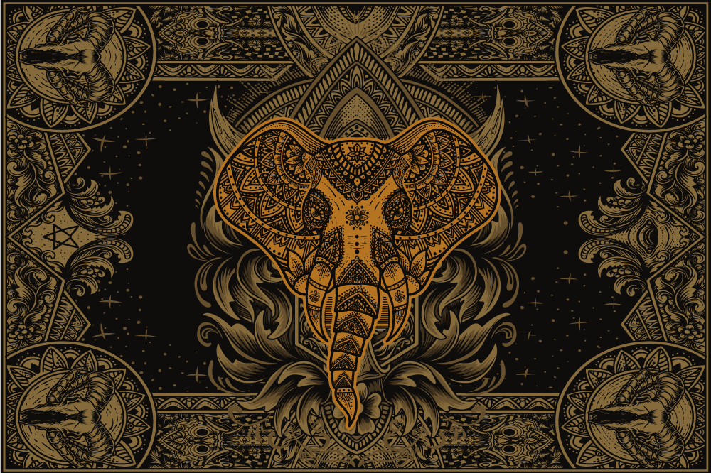 Naproane original cu motiv complex de elefant - TenStickers