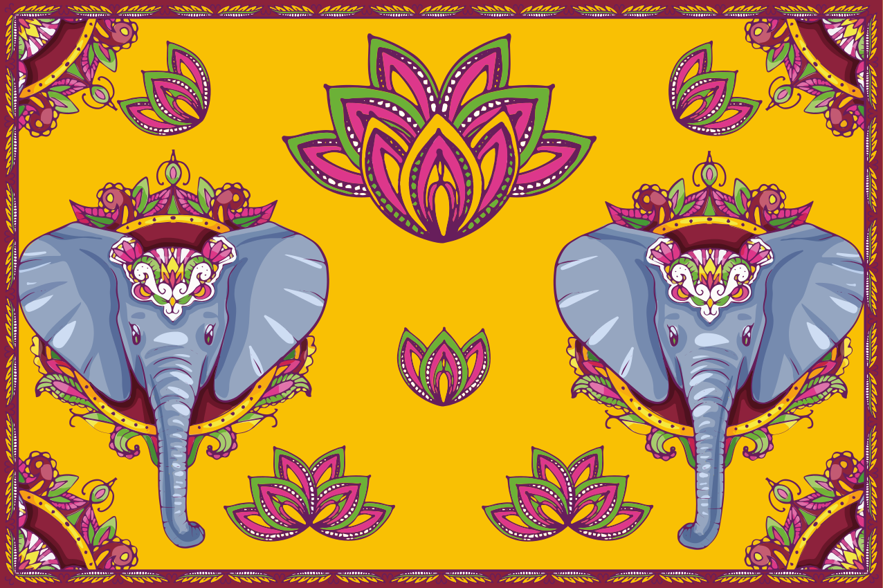 Naproane original cu modele florale de elefant - TenStickers