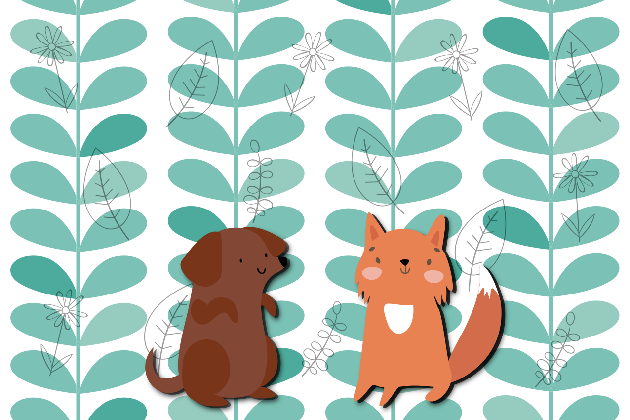 Vulpea și câinele cei mai buni prieteni pentru copii - TenStickers