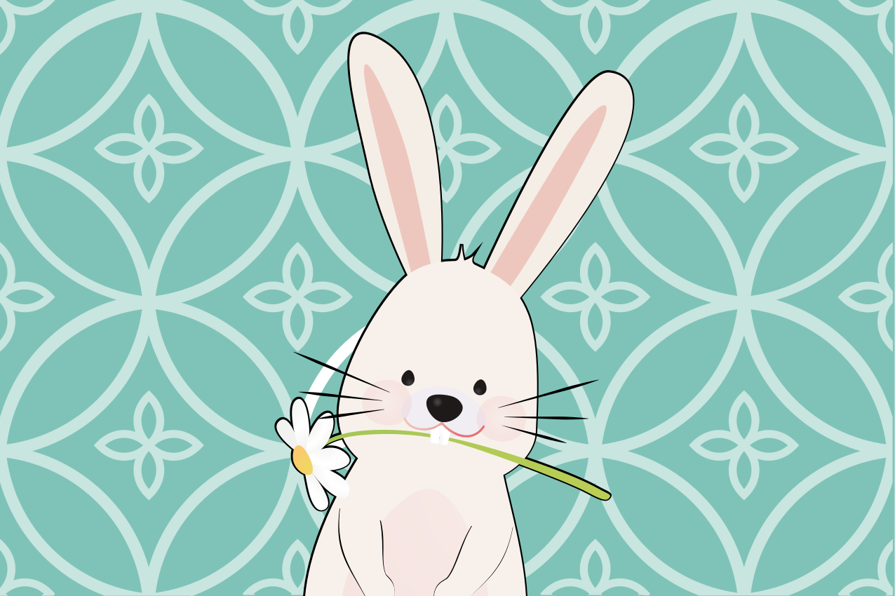 Naproane pentru copii iepuraș drăguț cu floare - TenStickers