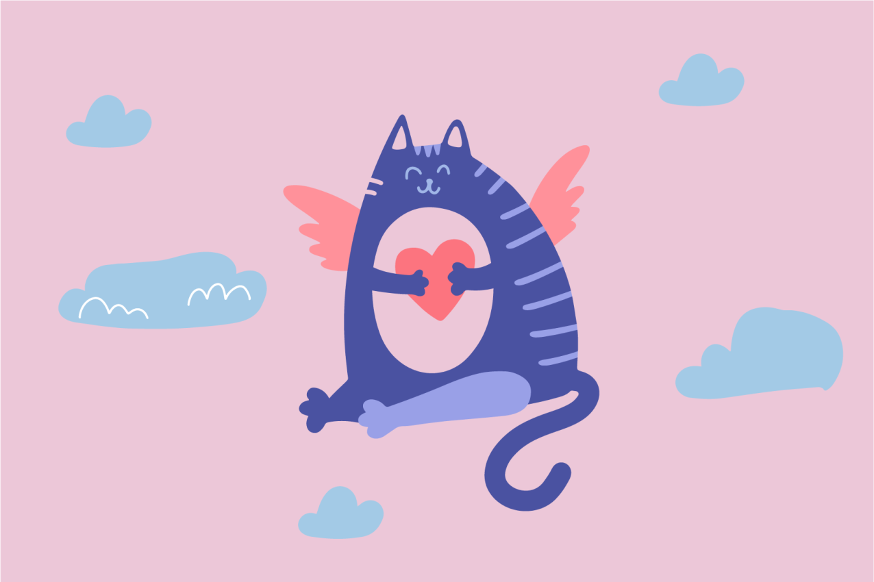 Naproane pentru copii pisică zburătoare cu inimă - TenStickers