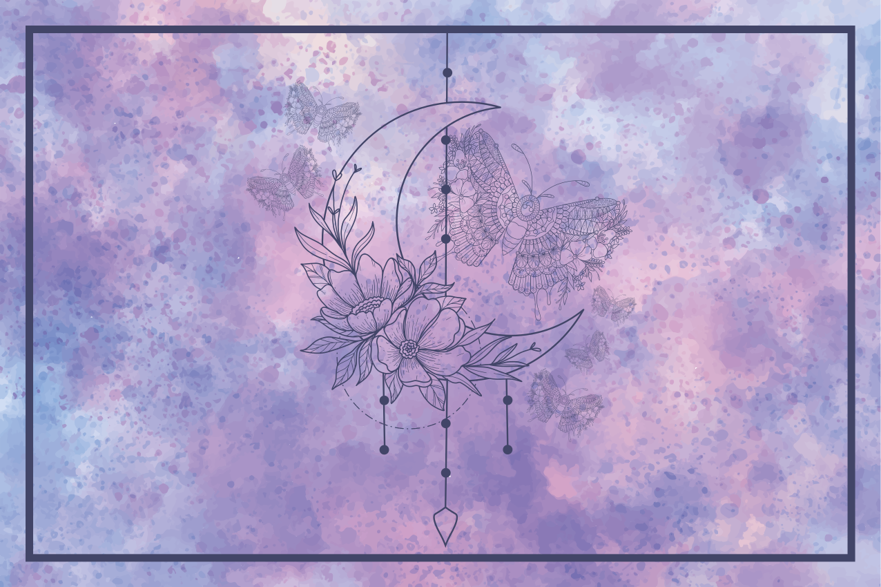 Naproane original design floral cu lună - TenStickers