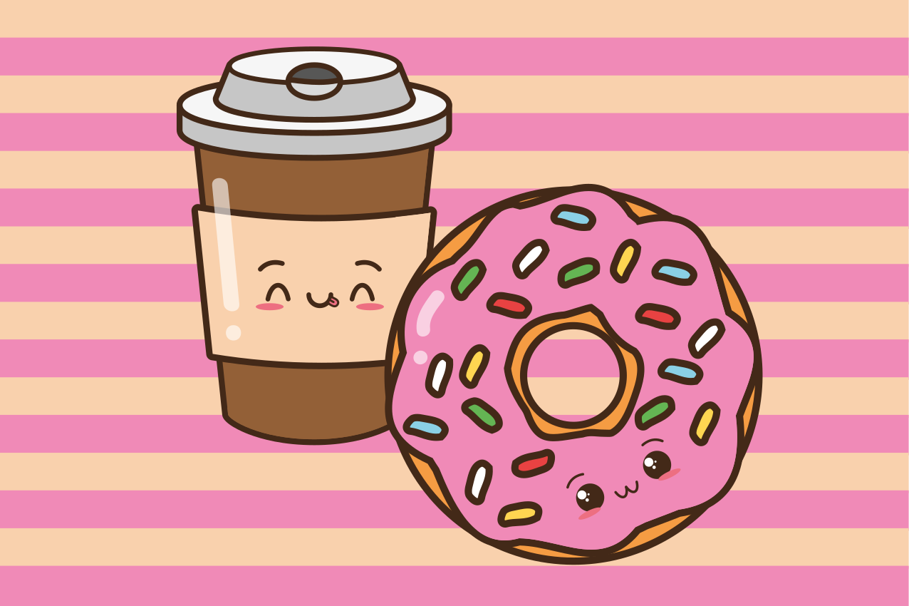 Naproane pentru copii donut cu cafea drăguț - TenStickers