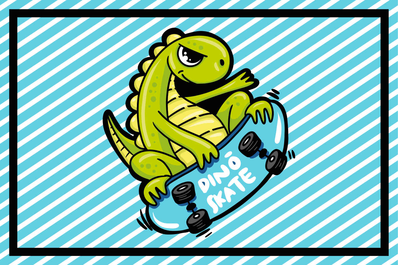 Naproane pentru copii aventură cu skateboardul dino - TenStickers