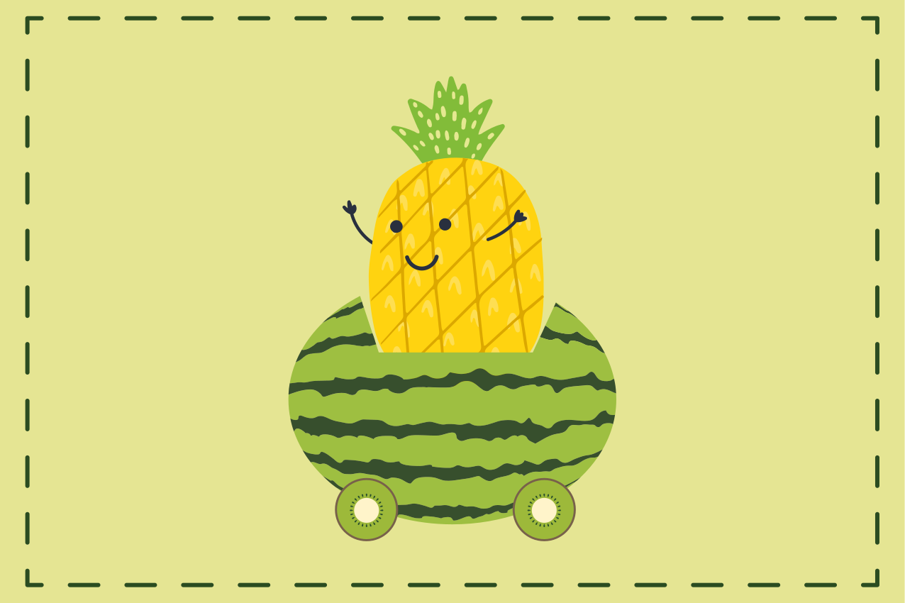 Naproane pentru copii vehicul cu ananas și pepene - TenStickers