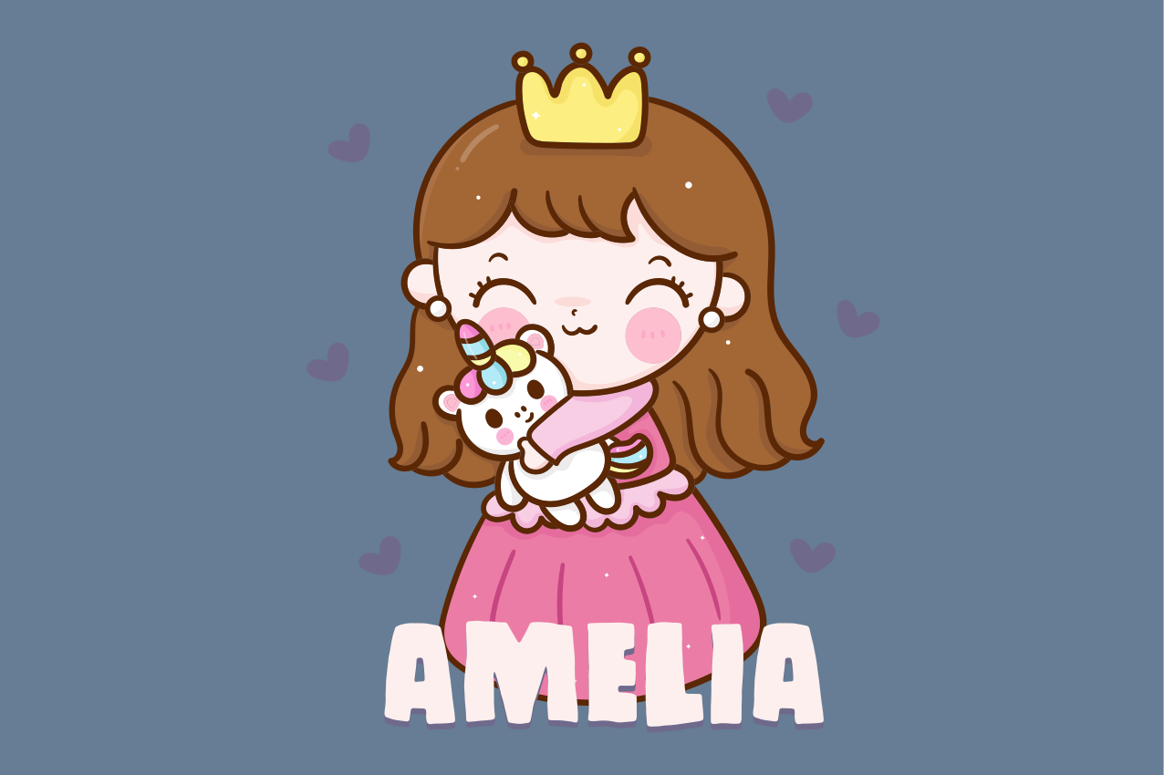 Naproane pentru copii prințesă drăguță cu unicorn - TenStickers