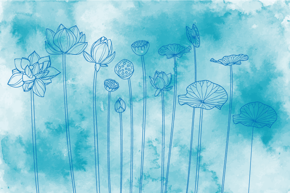 Naproane de textură cu motive florale de lotus - TenStickers