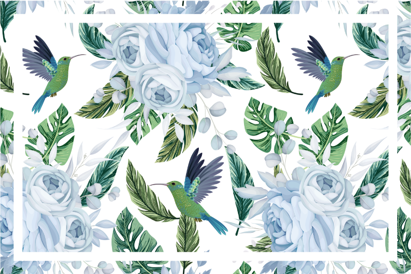 Naproane modern cu model floral de colibri - TenStickers
