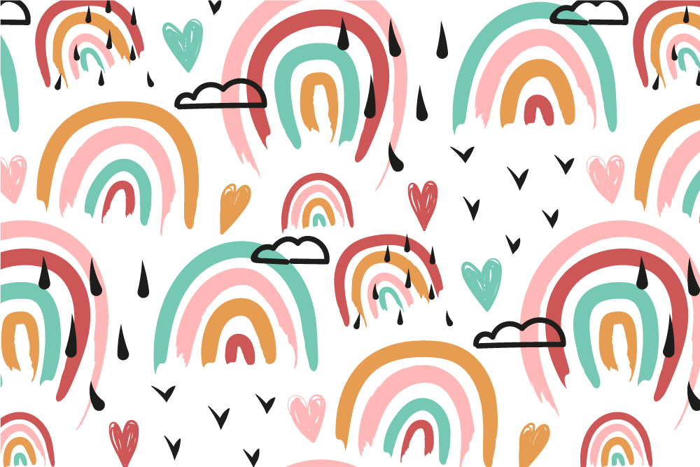 Naproane pentru copii cu model inimi curcubeu - TenStickers