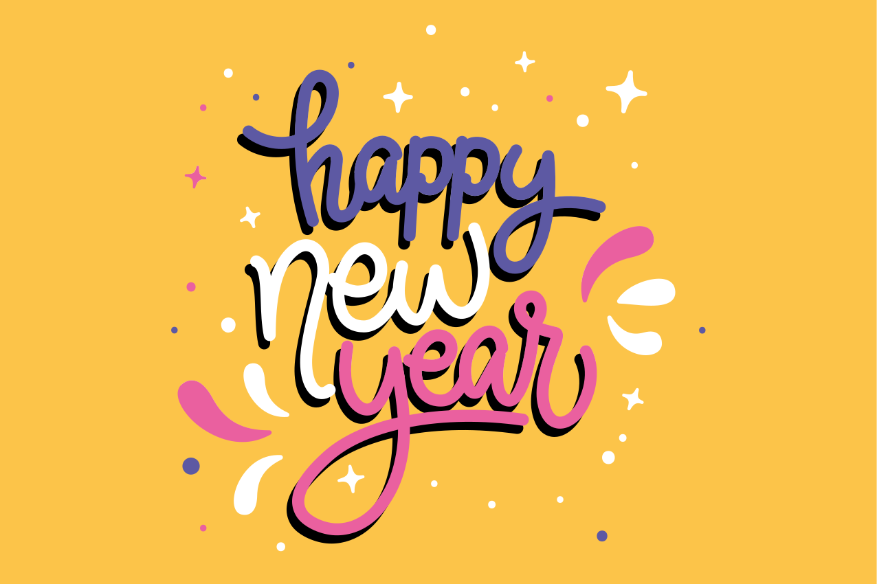 Naproane de crăciun tipografie anul nou fericit - TenStickers