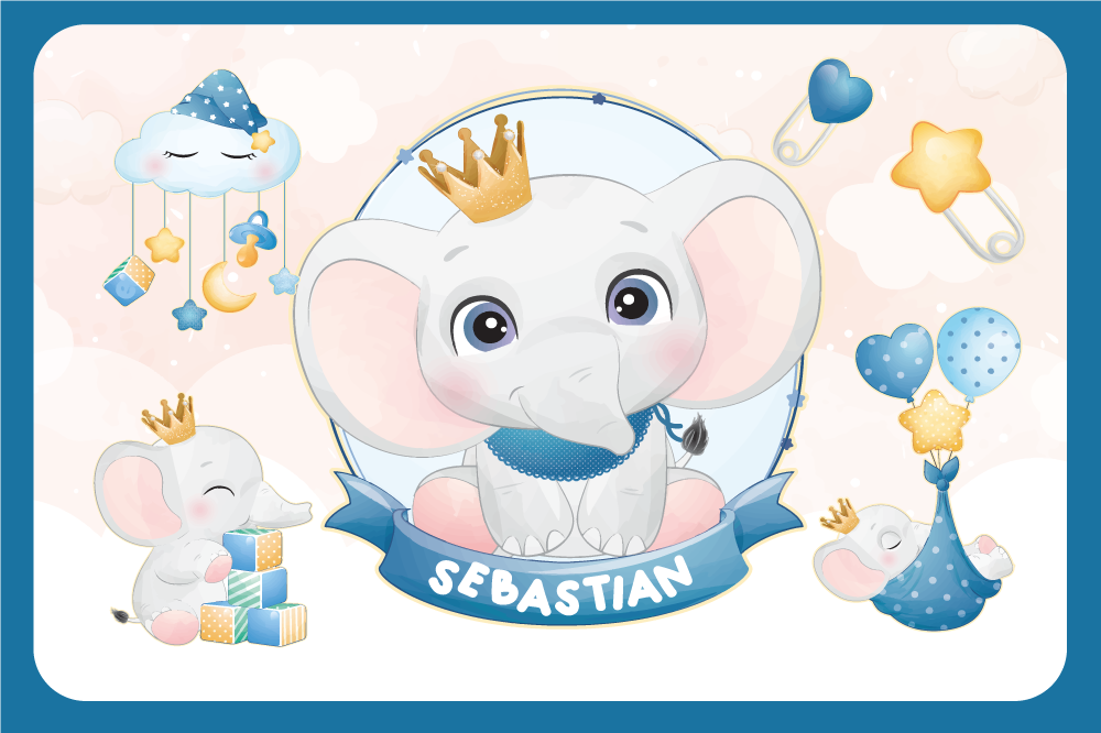 Naproane pentru copii cu ilustrație drăguță de elefant - TenStickers