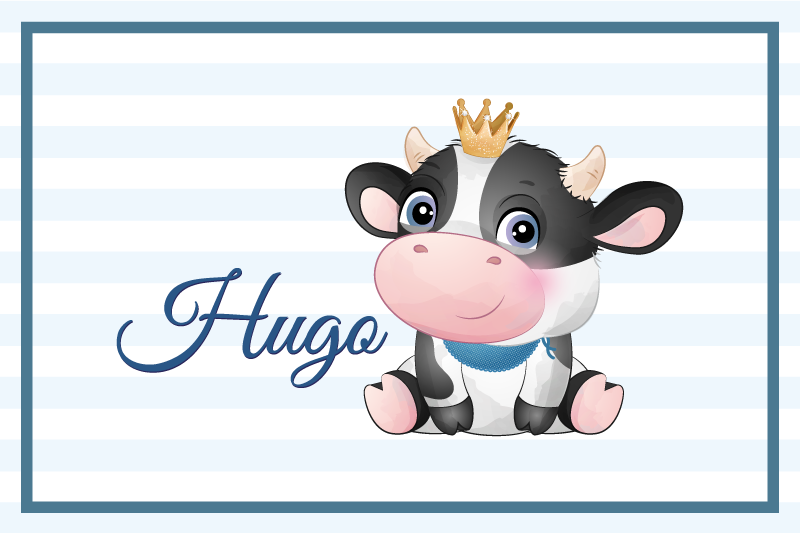 Naproane pentru copii ilustrație cu vacă - TenStickers