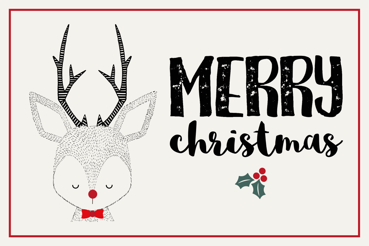 Naproane de crăciun ilustrație cu ren fericit - TenStickers