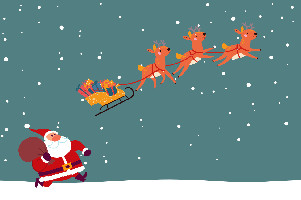 Naproane de crăciun plimbare cu sania lui moș crăciun - TenStickers