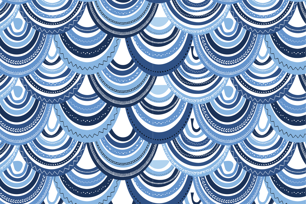 Solzi albaștri model de pește fețe de loc abstracte - TenStickers