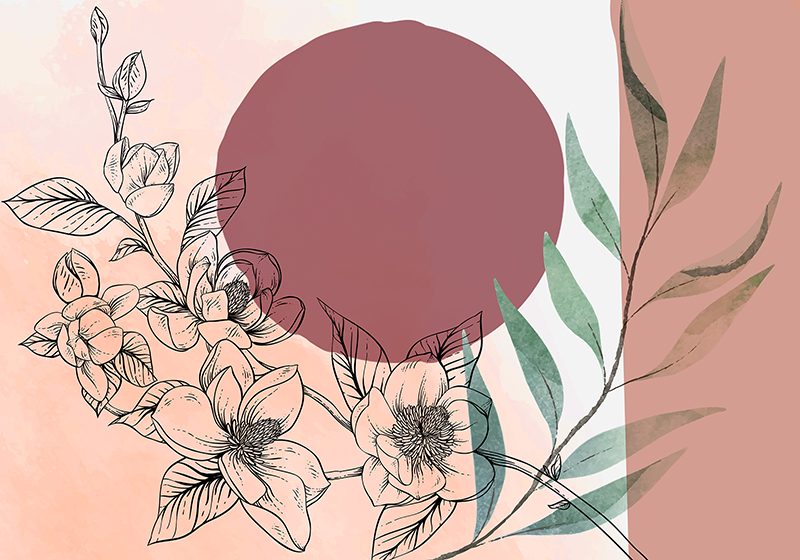 Naproane modern cu accent floral minimalistic - TenStickers