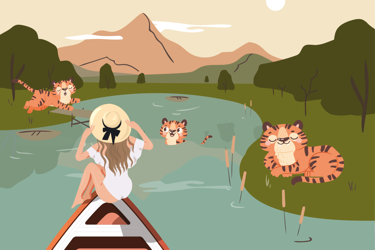 Naproane pentru copii scenă cu tigri jucăuși - TenStickers