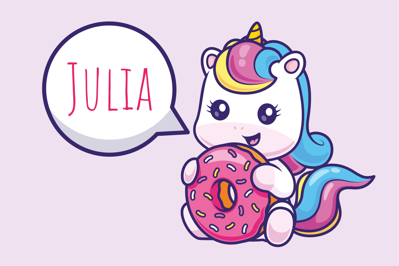 Naproane cu nume unicorn cu donut - TenStickers
