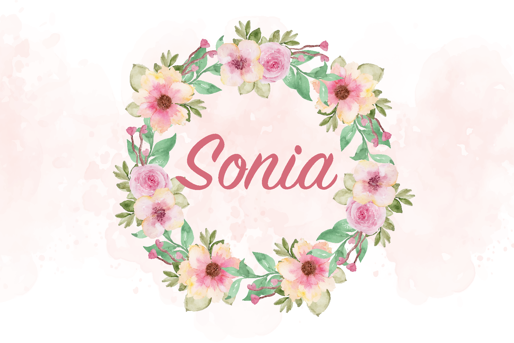 Naproane cu nume flori de acuarelă - TenStickers