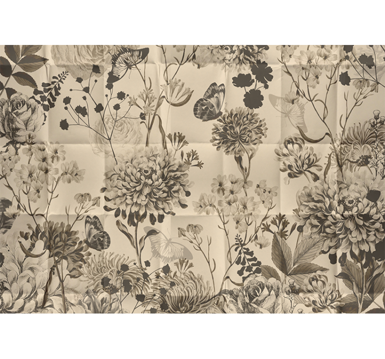 Nunta fototapet design floral bej - TenStickers