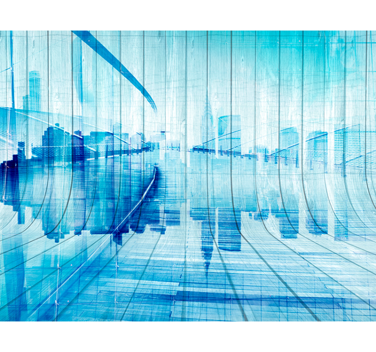 Efect de lemn oraș orizontal mural mural din lemn - TenStickers