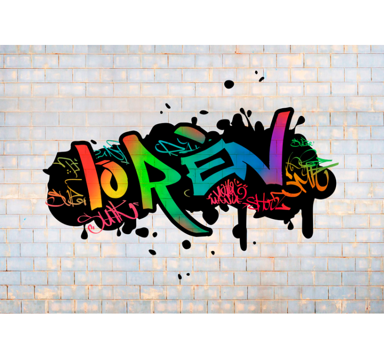Nume personalizat de culoare graffiti mural mural - TenStickers