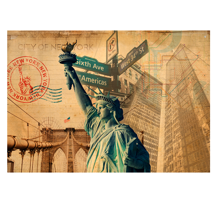 Fototapet New York colaj vintage liberty - TenStickers