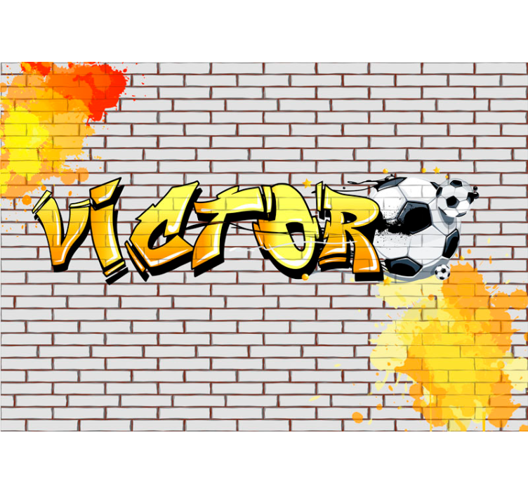 Fototapet artă urbană design cărămidă fotbal personalizat - TenStickers