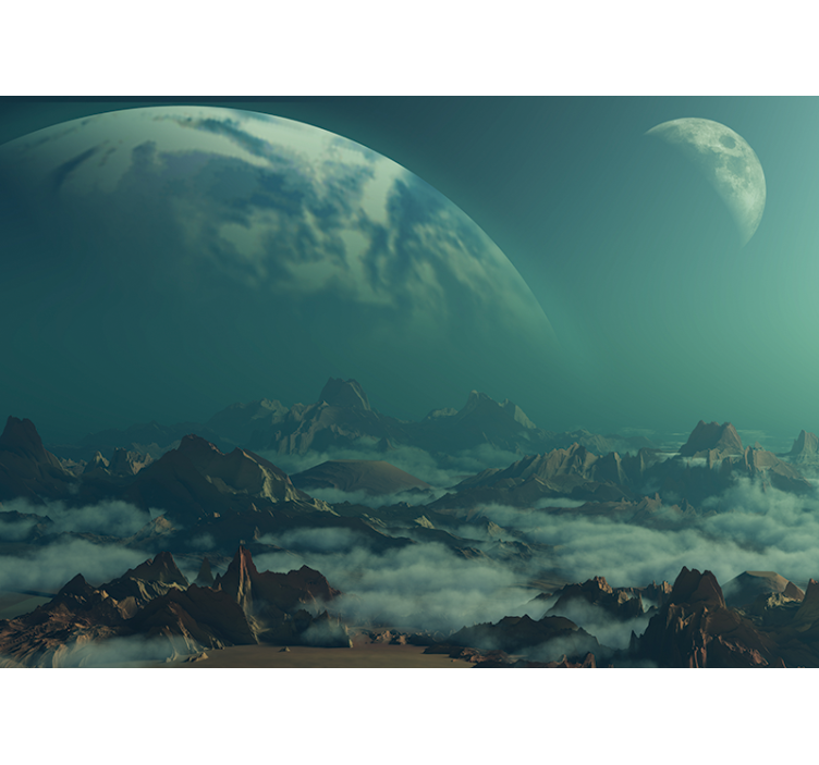 Spațiul fototapet vârfuri montane celeste - TenStickers